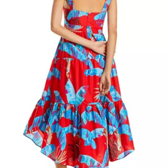 FARM RIO - Sweet Jungle Red Midi Dress - Size XL - Picture 3 of 14